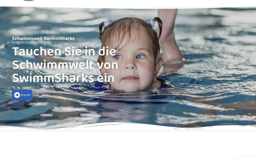 Screenshot der Website von Schwimmwelt SwimmSharks