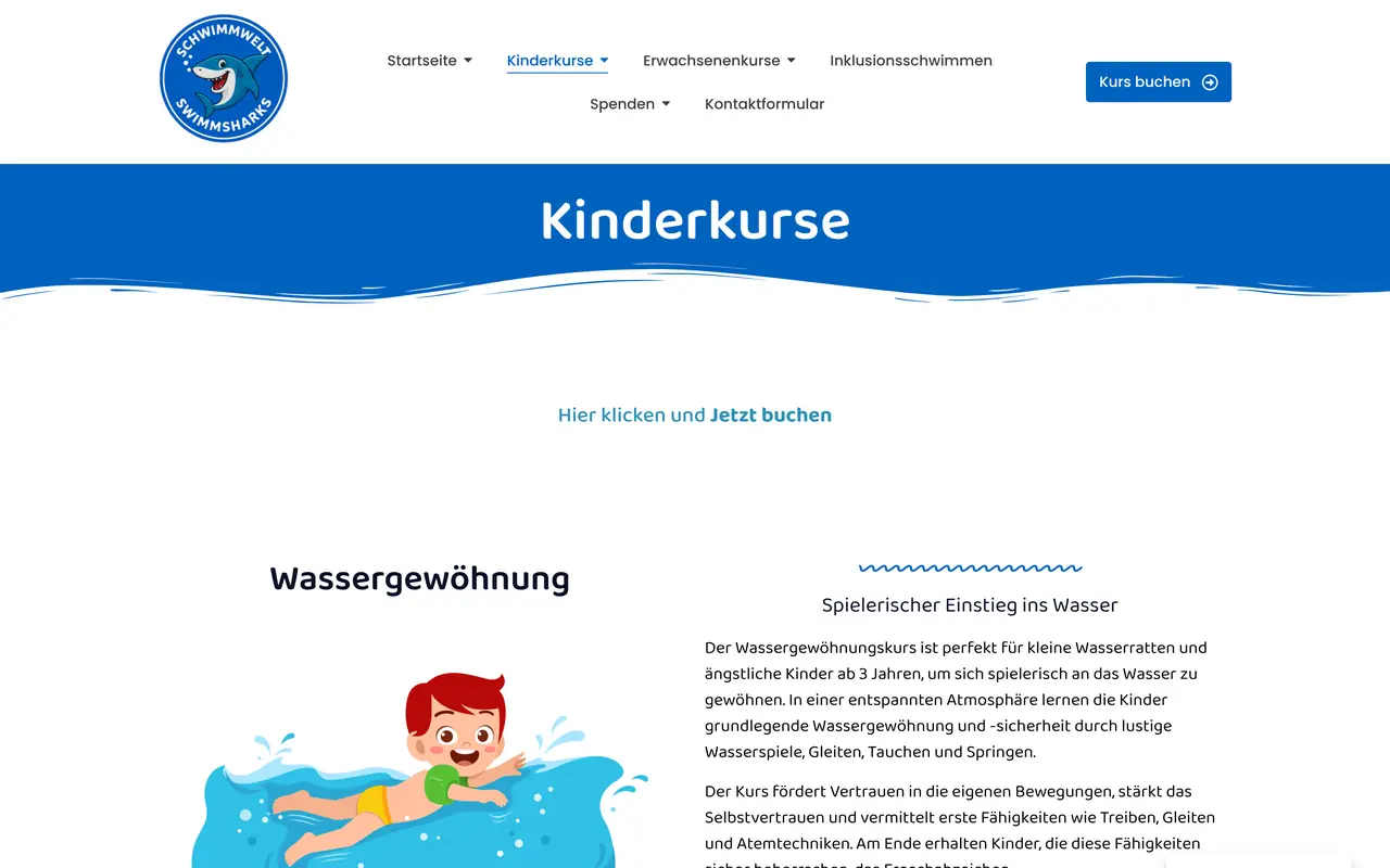 Kursübersicht der Schwimmwelt SwimmSharks